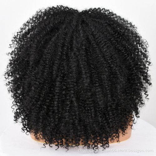 Annivia Top Quality wholesale wigs Afro kinky curly long wigs with bangs for black women 16 inches heat resistant synthetic wig